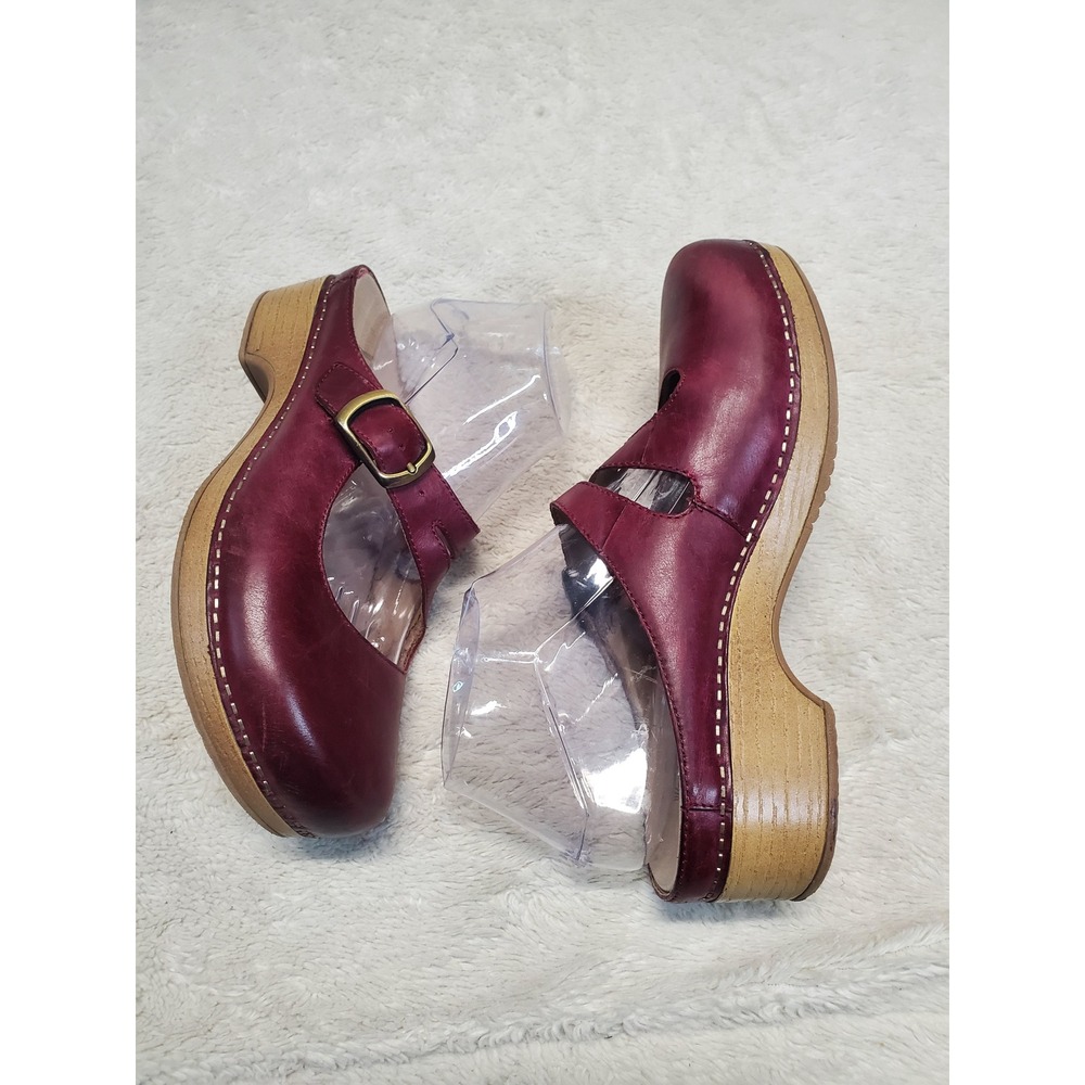 Dansko Burgundy Red Leather Mary Jane Mules Shoes 38 Women 7.5 Classic Capsule - Picture 4 of 9